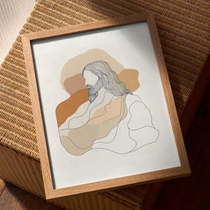 Jesus wall art, Christian wall art, Modern Christian art, Jesus poster, Housewarming gift, Home decor, Large wall art, Retirement gift
