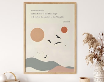 Psalm 91 Modern Christian Art, Baptism Gift, Bible Verse Wall Art, Scripture Wall Art, Catholic Gifts, Christian Artwork, Religious Art