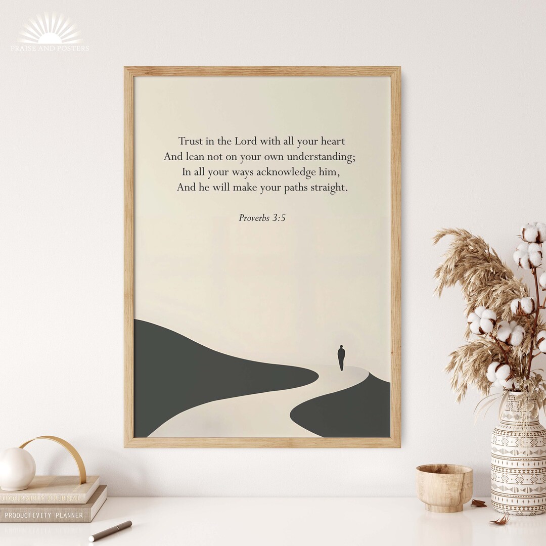 Proverbs 3 5 Modern Christian Art, Christian Wall Art, Baptism Gift ...