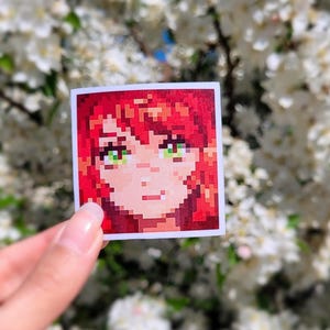 Vinyl Sticker - Red girl - cute manga sticker - handmade - scrapbooking