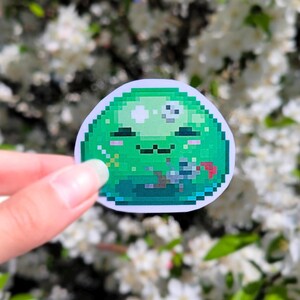 Vinyl Sticker - Green Slime - cute video game sticker - handmade - scrapbooking