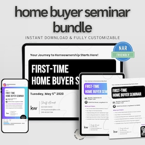 Home Buyer's Workshop Bundle | First Time Home Buying Seminar Bundle | Canva Templates for Real Estate Agents | Home Buyer Seminar Kit