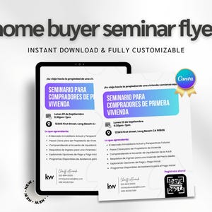 Spanish Home Buyer Seminar Flyer, First Time Home Buyer Seminar Invitation, Buyer Seminar Flyer Template Real Estate, Home Buyer Workshop