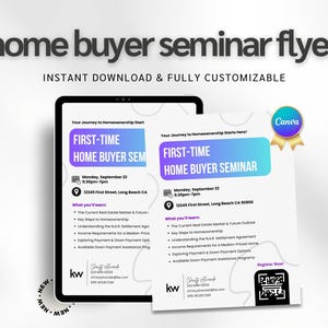 Home Buyer Seminar Flyer, First Time Home Buyer Seminar Invitation, Buyer Seminar Flyer Template for Real Estate, Home Buyer Workshop Flyer