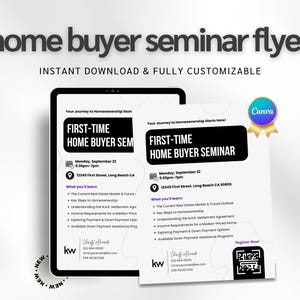 Home Buyer Seminar Flyer, First Time Home Buyer Seminar Invitation, Buyer Seminar Flyer Template for Real Estate, Home Buyer Workshop Flyer