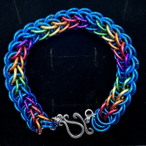 Full Persian Rainbow/Blue Aluminum Chainmaille Bracelet