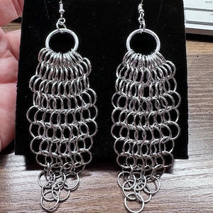 Chainmaille Statement Earrings in Stainless Steel
