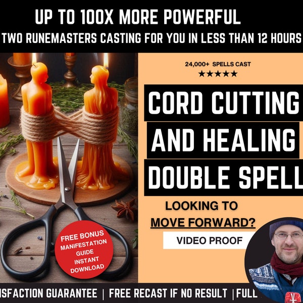 CORD CUTTING & HEALING Double Spell, 2 in 1 spell with same day cast,  Perfect for energy cleanse, cutting ties, banishing and break ups