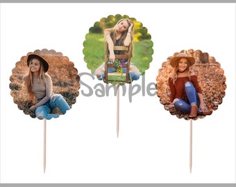 Custom Graduation Cupcake Toppers | ANY CUSTOM PICTURES | 12 Food Toppers Picks | Senior Graduation Party