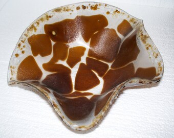 Upcycled Giraffe Pattern Beer Bottle Bowl: Novelty Bar Decor