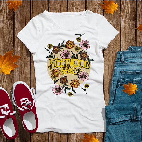 Retro Fleetwood Mac T-shirt, Band Tee, Fleetwood Mac shirt, Fleetwood Mac Shirt, Stevie Nicks,Flower Gifts Shirt, Flower Shirt for Women