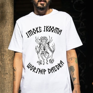 Smoke Skooma Worship Daedra Skyrim T-Shirt | Elder Scrolls Merch | Vintage TES Apparel | Gifts for Nerds | Khajiit Fan Tee | Gamer Shirt