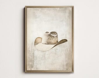 Impresión minimalista de sombrero de vaquero: decoración tonal del oeste (descarga digital)