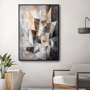 Abstract Geode Wall Art Digital Print, Earthy Tones, Angular Shapes, Modern Minimalist Decor, Natural Stone-Inspired Printable