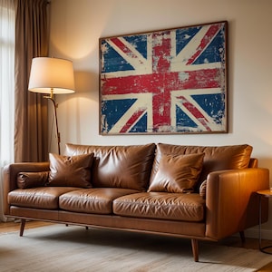 Distressed Union Jack Digital Print Poster Vintage British Flag Wall Art for Retro Home Decor and UK Heritage Inspired Interior Design