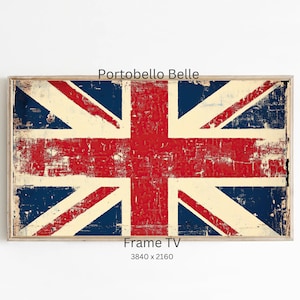 Distressed Union Jack Digital FrameTV file Vintage British Flag Wall Art for Retro Home Decor and UK Heritage Inspired Interior Design