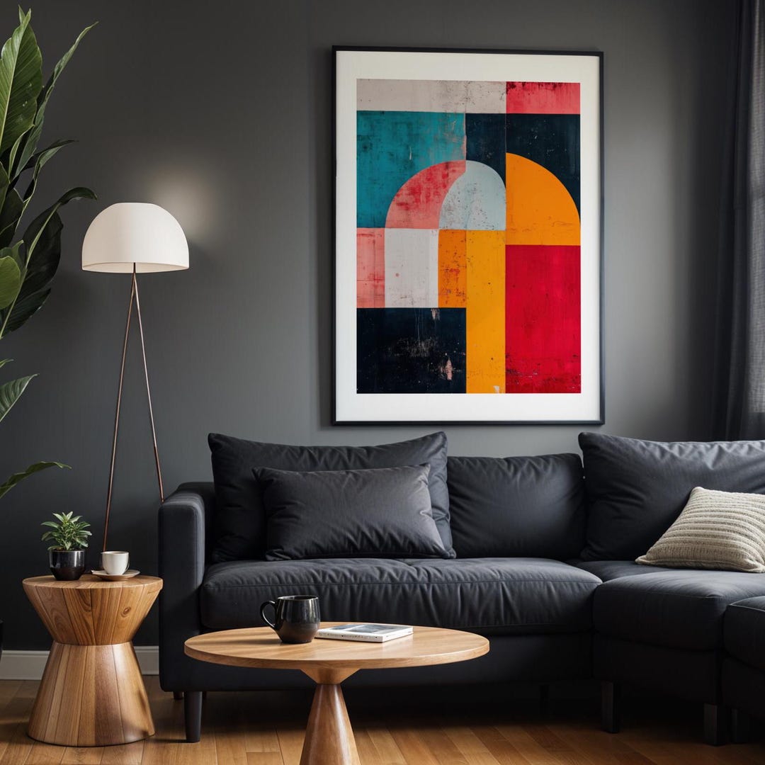 Mid Century Modern Geometric Arches Print: Colorblock Wall Art (digital ...