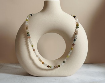 Rutilated Quartz Beaded Necklace – 14k Gold Fill, Rainbow Gemstone