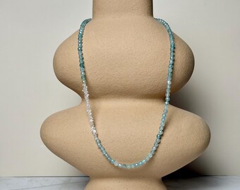 Apatite Herkimer Diamond Necklace – Pastel Gemstone Beaded Strand, Gold Fill