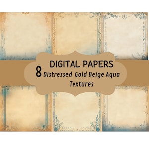 Carta ruvida vintage, colori oro, mandarino e blu acqua, 300 dpi, 12 x 12, carta digitale grafica ad alta risoluzione