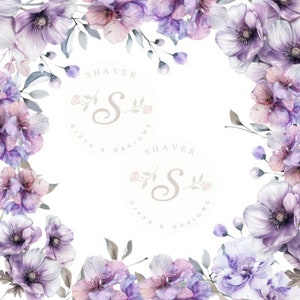 Cornici floreali Purple Passion per inviti, scrapbooking, biglietti, ecc. Incluse sia trasparenti che non trasparenti Immagini ad acquerello