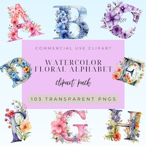 Conjunto de impresión digital de alfabeto floral PNGs - Letras elegantes A-Z