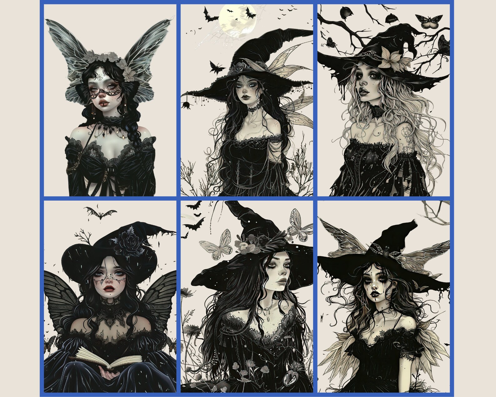 Dark Goth Fairies Clipart Collection Perfect for Halloween 300 Dpi 50