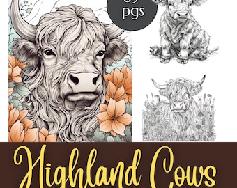 Highland Cow Cuteness  Coloring Book 85 pages Great for relaxation and fun!