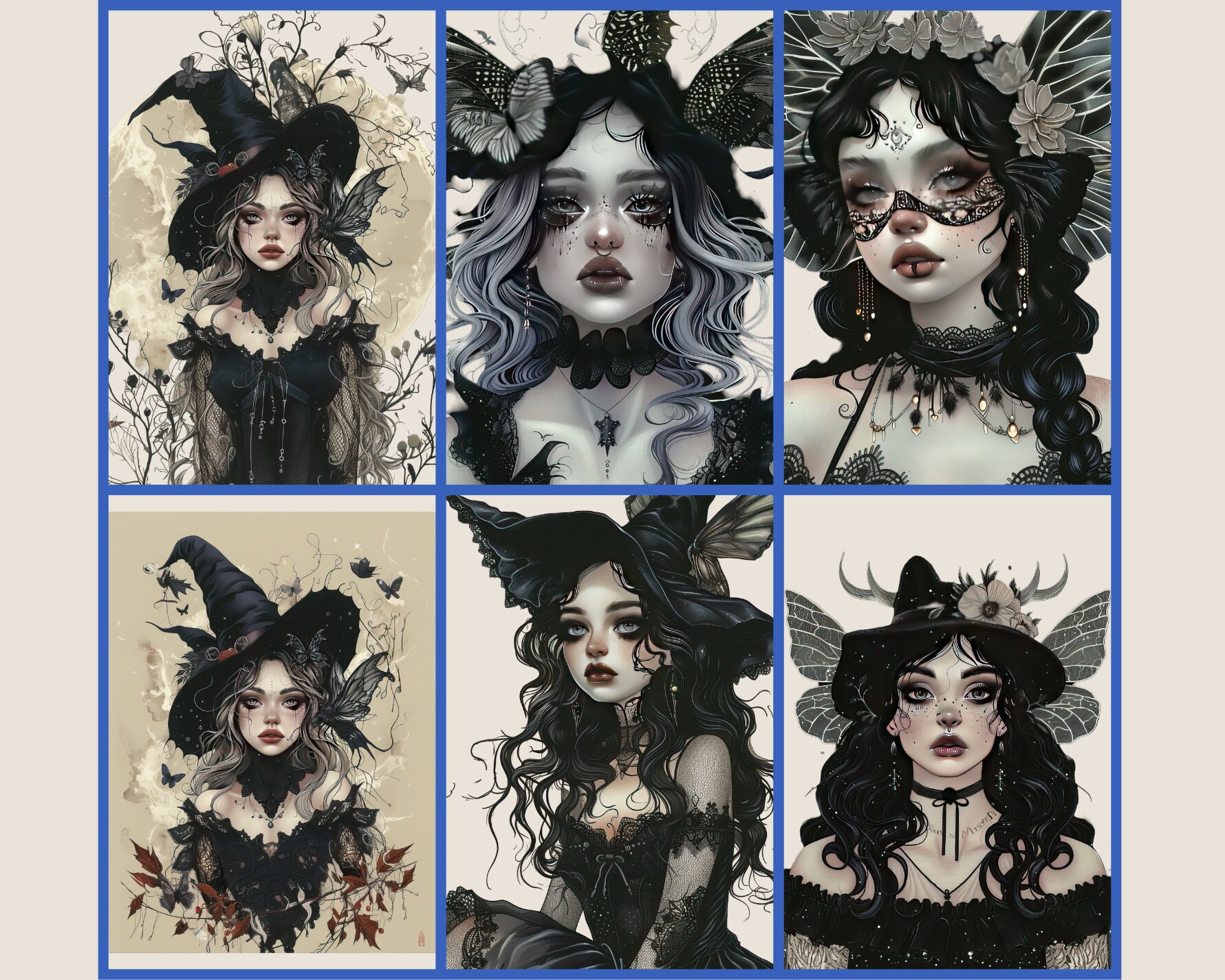 Dark Goth Fairies Clipart Collection Perfect for Halloween 300 Dpi 50