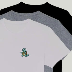 Pokemon Squirtle T-shirt handgemaakt borduursel heren- en damesmaten