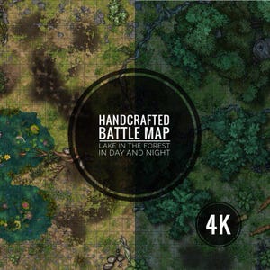 Handgefertigte 4K Map Map See im Wald für Brettspiele
