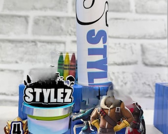 Personalized Gamer Crayon Holder – Custom Birthday Party Favor Activity Box