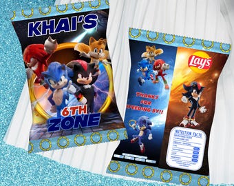 Personalized Sonic Chip Bags: Birthday Party Favors