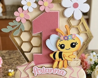 Personalized 3D Bee Cake Topper: abejita Birthday Party Decoration