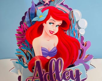 Personalized Mermaid Birthday Cake Topper – Under the Sea Party Decoration