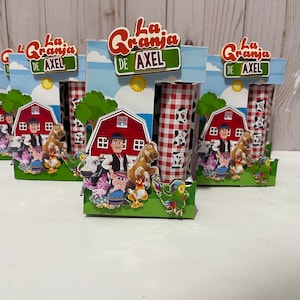 Personalized chocolate tube packaged in a favor box.