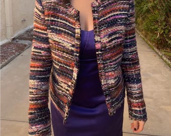 IRO Namata Multicolor Tweed Jacket - Multicolor Wool Blend SIZE 12 (42)