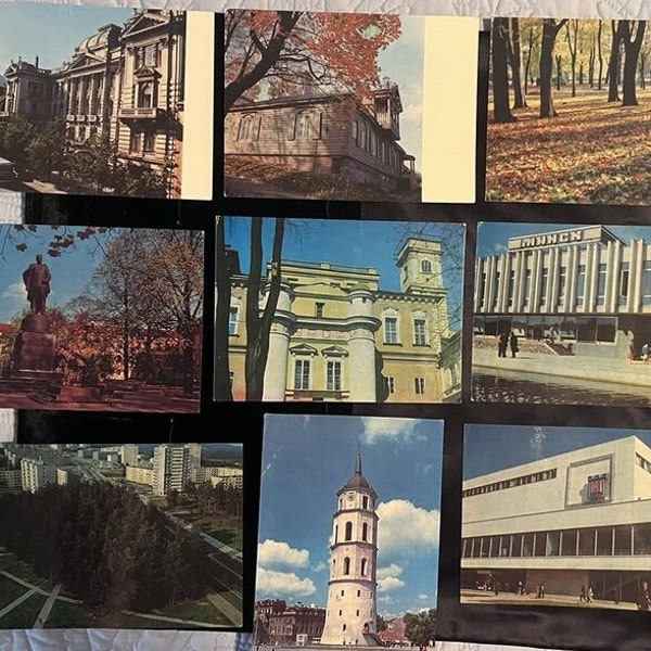 Vintage Soviet Union Postcards of Vilnius, Lithuania Landmarks 1975