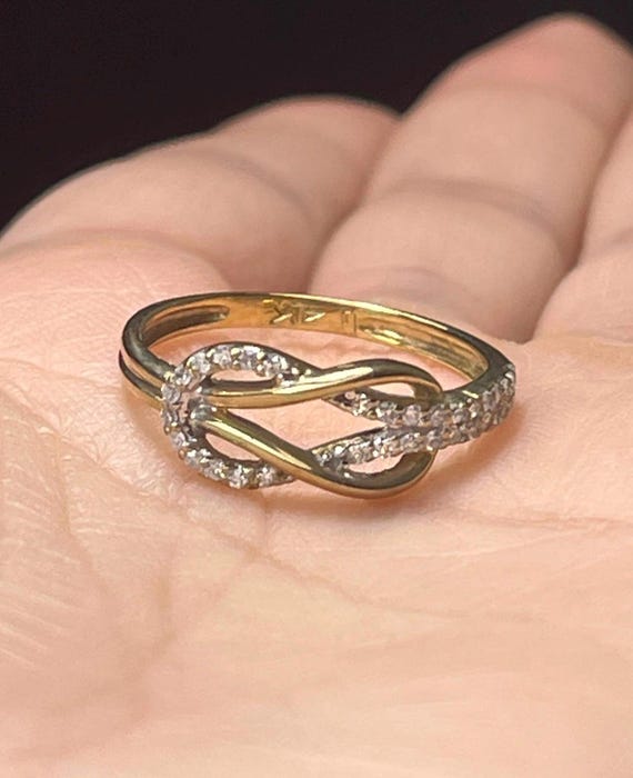 Elegant 14K Infinity Diamond Knot Ring