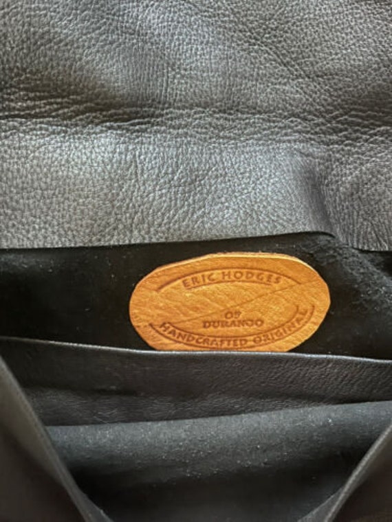 Black Deerskin Leather Crossbody Flap Bag with Le… - image 10