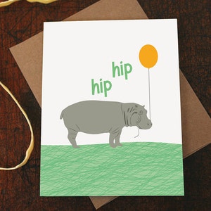 congrats card / hip hip hooray / hippo image 1