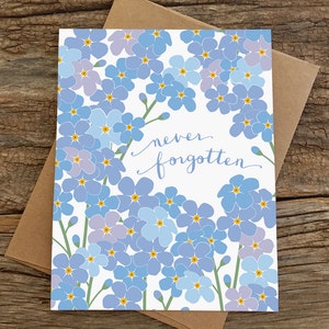 carte de sympathie / carte de condoléances / myosotis