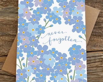 carte de sympathie / carte de condoléances / myosotis