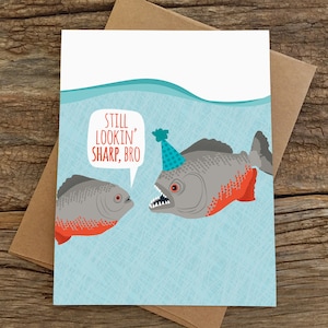 funny birthday card / piranhas