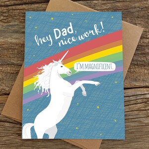 funny father's day card / birthday card for dad / magnificent unicorn