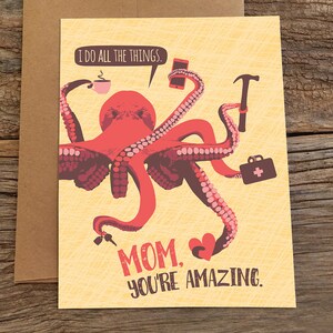 funny mother's day card / mother's day / octopus