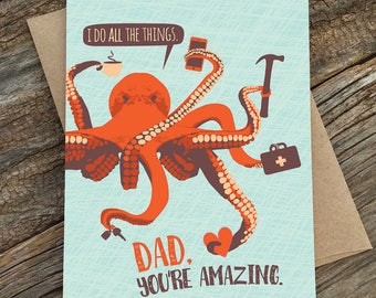 father's day card / father's day / octopus