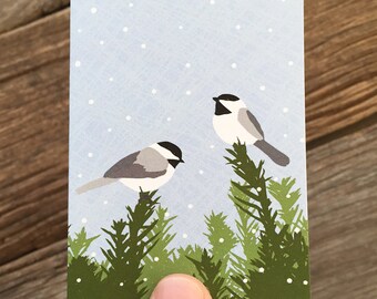 gift enclosure cards / mini cards / chickadees