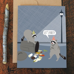 funny birthday card / raccoon party