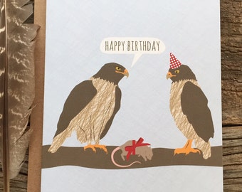 funny birthday card / hawks